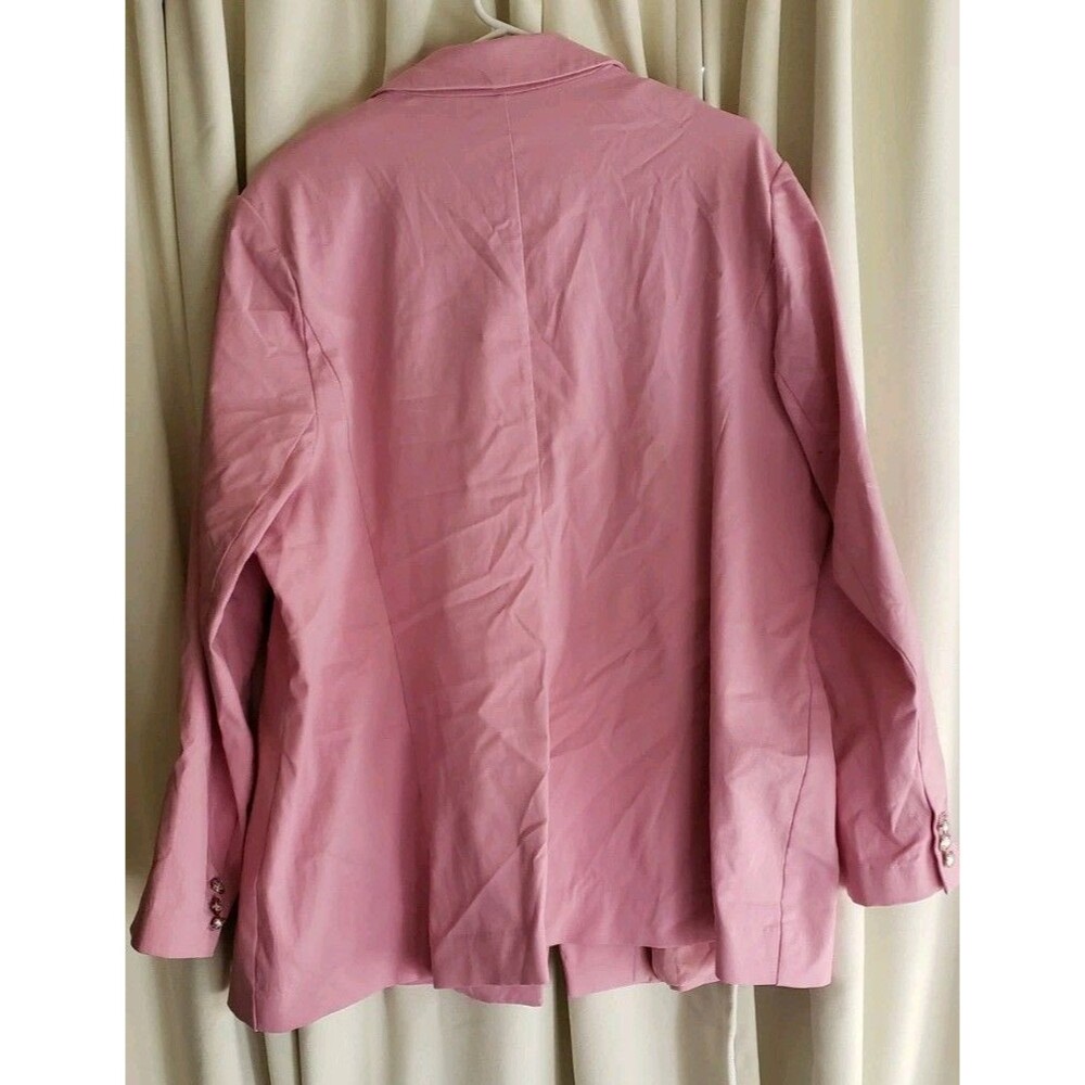 Lane Bryant Blazer Size 26 Pink Ponte Knit Stretch One Button Plus Size NWT - Picture 8 of 8